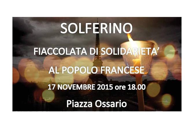 Fiaccolata di solidarietà al popolo francese domani a Solferino